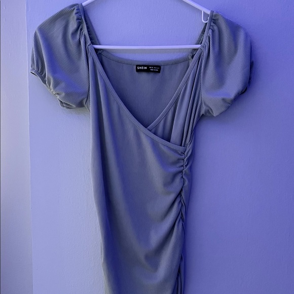 shein wrap front ribbed mini dress - Picture 1 of 3